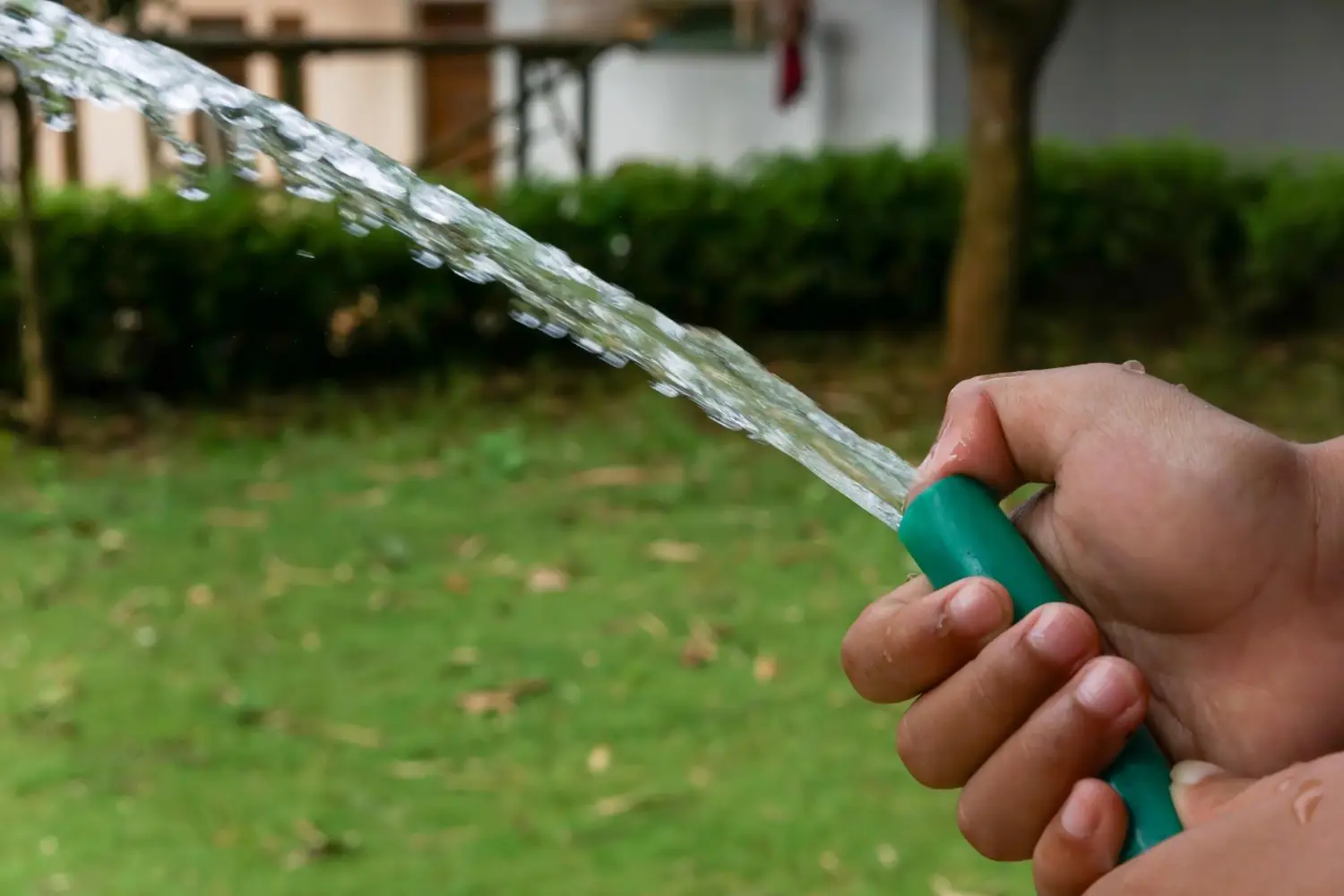 Water coming out of a hose.